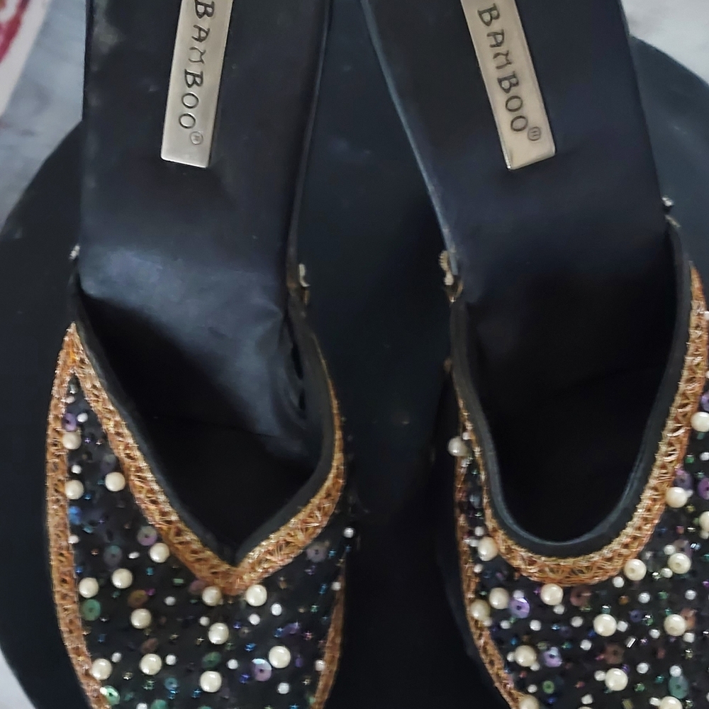 SEXY SLING BACK SEQUIIN MULES